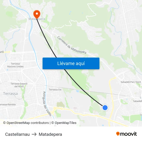 Castellarnau to Matadepera map