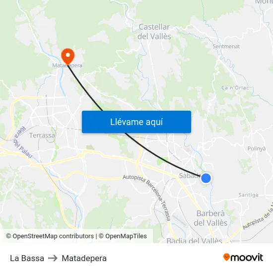 La Bassa to Matadepera map