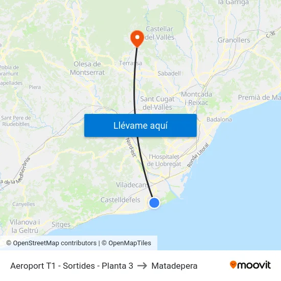 Aeroport T1 - Sortides - Planta 3 to Matadepera map