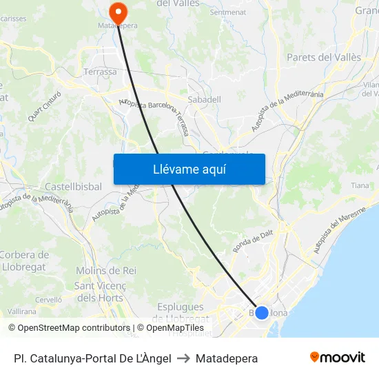 Pl. Catalunya-Portal De L'Àngel to Matadepera map