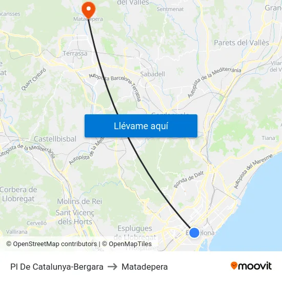 Pl De Catalunya-Bergara to Matadepera map