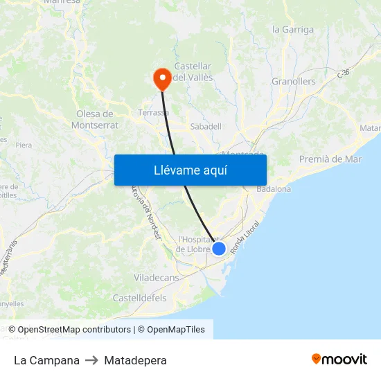 La Campana to Matadepera map
