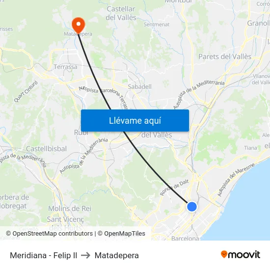 Meridiana - Felip Il to Matadepera map