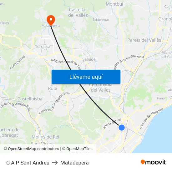 C A P Sant Andreu to Matadepera map