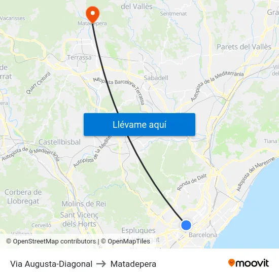 Via Augusta-Diagonal to Matadepera map