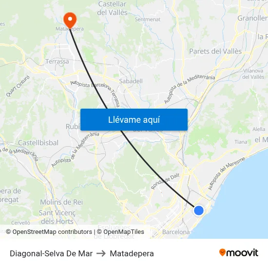 Diagonal-Selva De Mar to Matadepera map