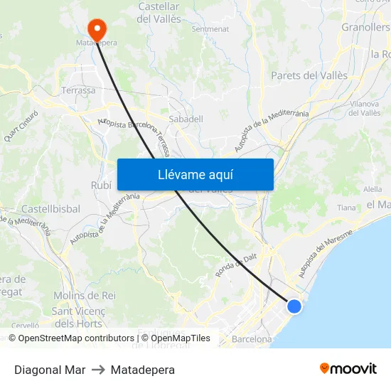 Diagonal Mar to Matadepera map