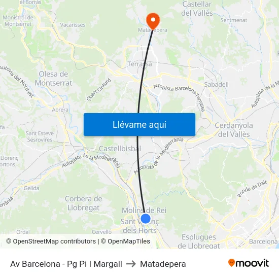 Av Barcelona - Pg Pi I Margall to Matadepera map