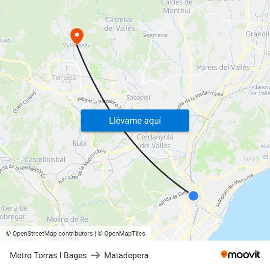 Metro Torras I Bages to Matadepera map