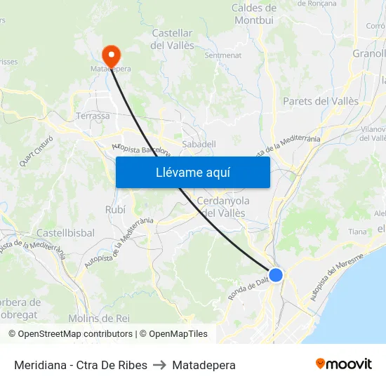Meridiana - Ctra De Ribes to Matadepera map