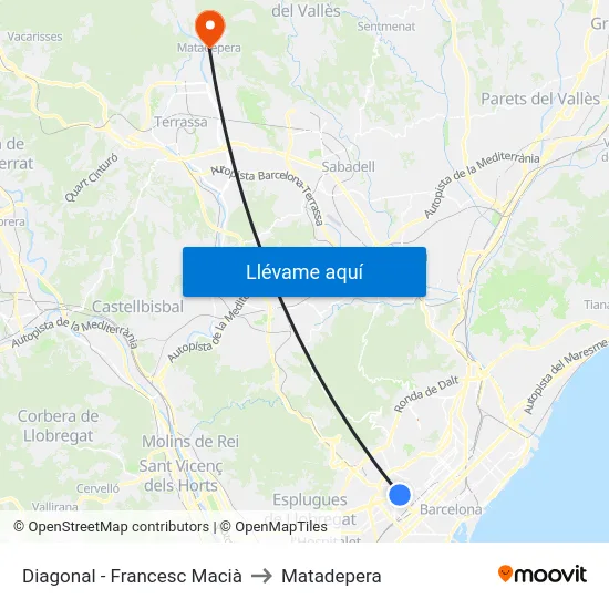 Diagonal - Francesc Macià to Matadepera map