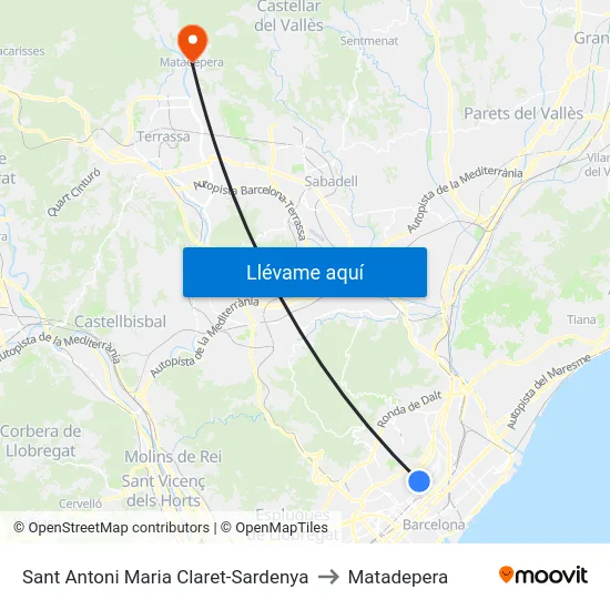 Sant Antoni Maria Claret-Sardenya to Matadepera map