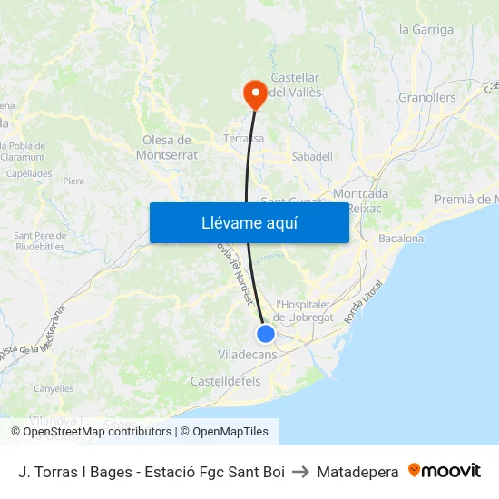 J. Torras I Bages - Estació Fgc Sant Boi to Matadepera map