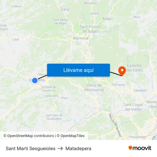 Sant Martí Sesgueioles to Matadepera map