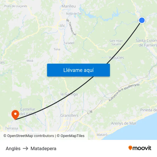 Anglès to Matadepera map
