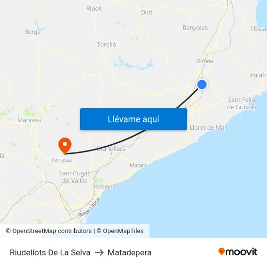 Riudellots De La Selva to Matadepera map