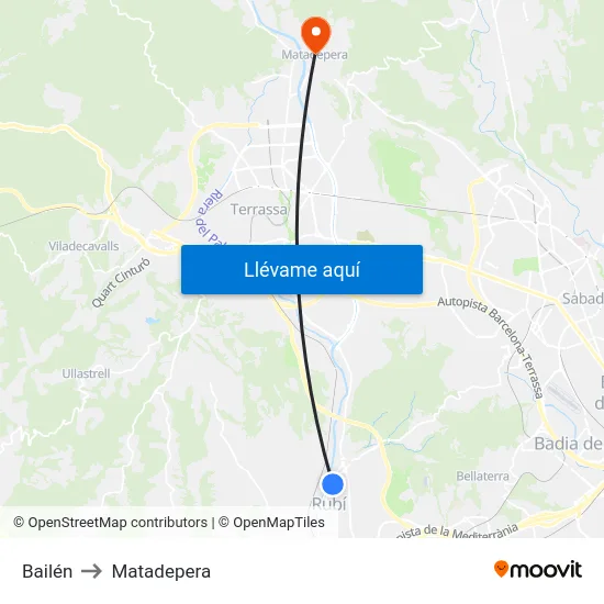 Bailén to Matadepera map