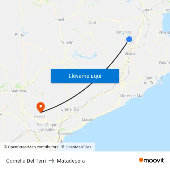 Cornellà Del Terri to Matadepera map