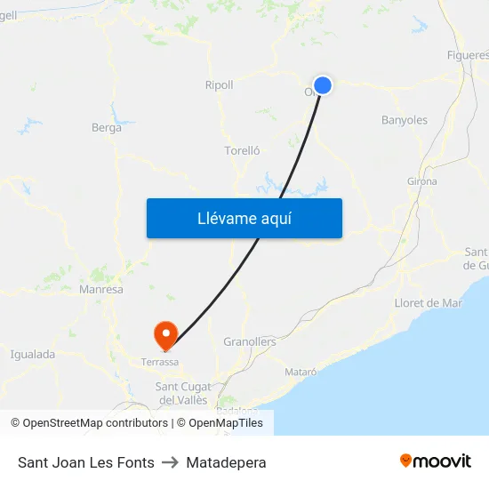 Sant Joan Les Fonts to Matadepera map
