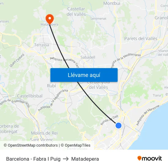 Barcelona - Fabra I Puig to Matadepera map