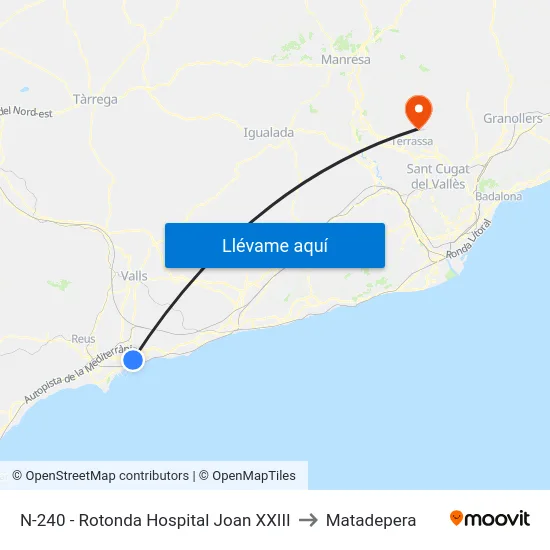 N-240 - Rotonda Hospital Joan XXIII to Matadepera map