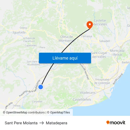 Sant Pere Molanta to Matadepera map