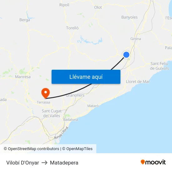 Vilobí D'Onyar to Matadepera map