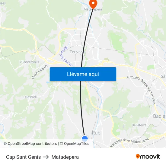 Cap Sant Genís to Matadepera map