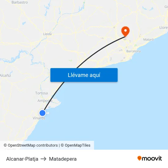 Alcanar-Platja to Matadepera map
