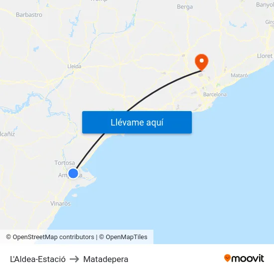 L'Aldea-Estació to Matadepera map