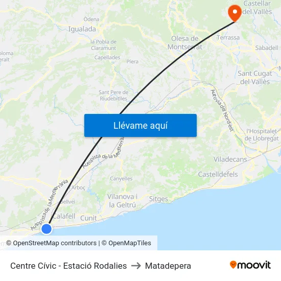Centre Cívic - Estació Rodalies to Matadepera map