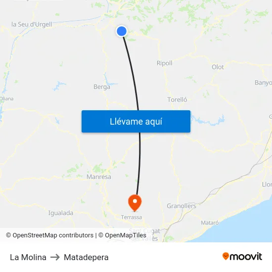 La Molina to Matadepera map
