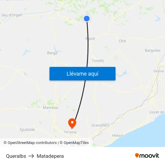 Queralbs to Matadepera map