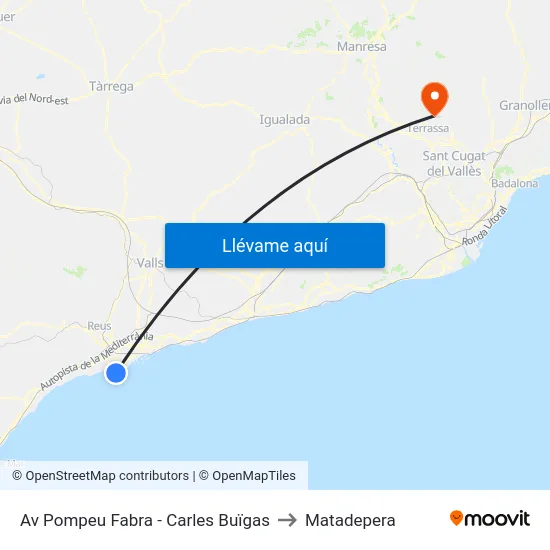 Av Pompeu Fabra - Carles Buïgas to Matadepera map