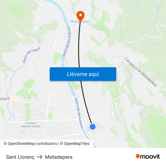 Sant Llorenç to Matadepera map