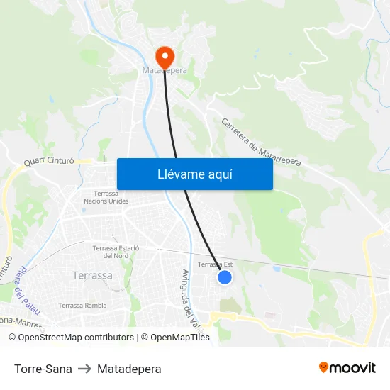 Torre-Sana to Matadepera map