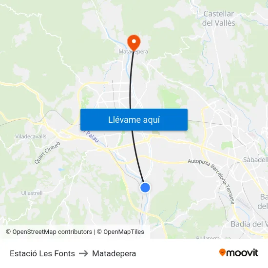 Estació Les Fonts to Matadepera map
