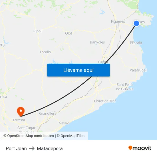 Port Joan to Matadepera map