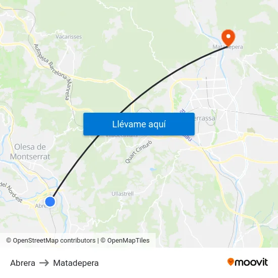 Abrera to Matadepera map