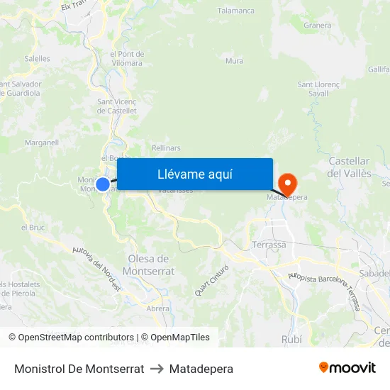 Monistrol De Montserrat to Matadepera map