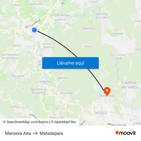 Manresa Alta to Matadepera map