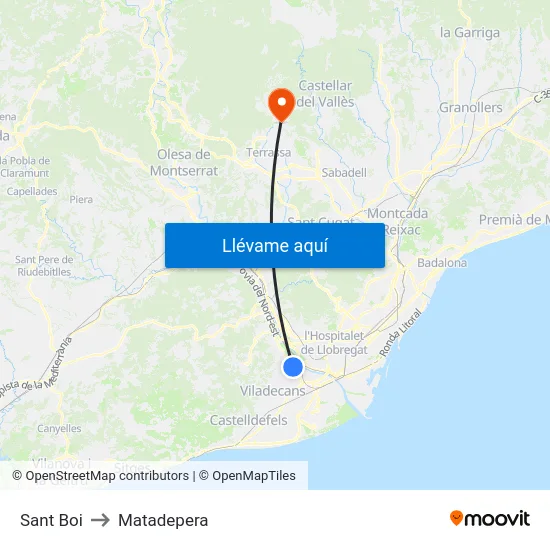 Sant Boi to Matadepera map