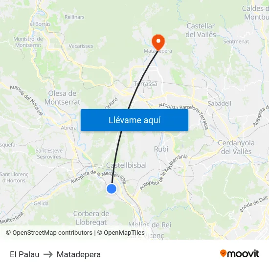 El Palau to Matadepera map