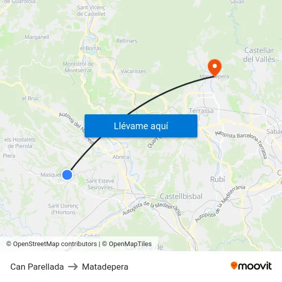 Can Parellada to Matadepera map
