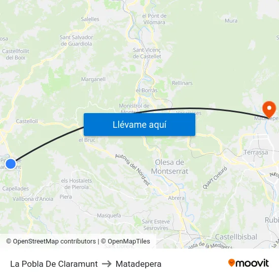La Pobla De Claramunt to Matadepera map