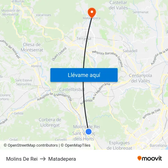 Molins De Rei to Matadepera map