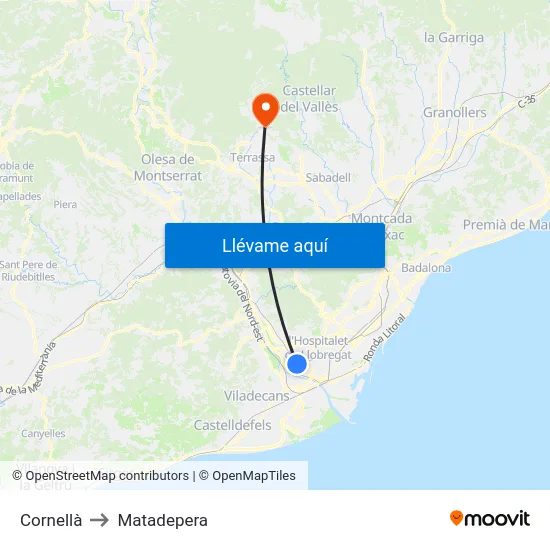 Cornellà to Matadepera map
