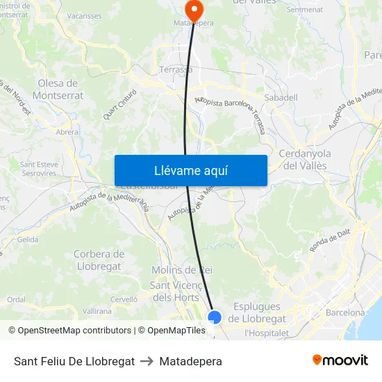 Sant Feliu De Llobregat to Matadepera map