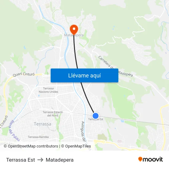 Terrassa Est to Matadepera map