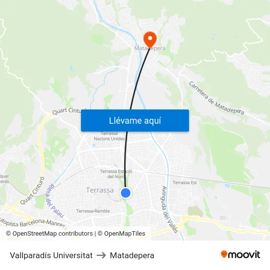 Vallparadís Universitat to Matadepera map
